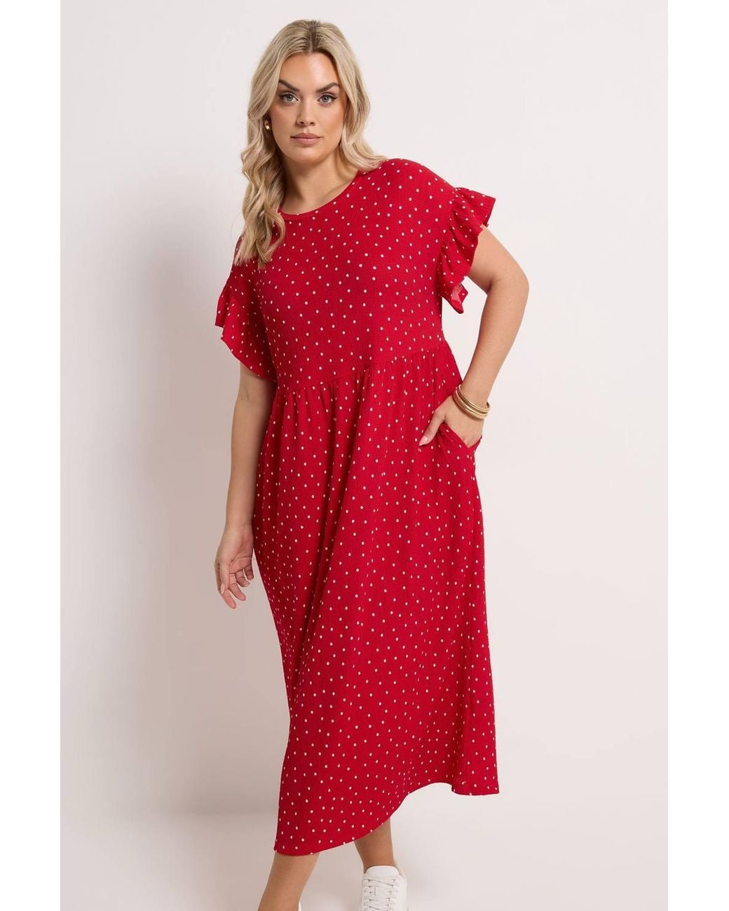 Yours Red Polka Dot Midi Dress