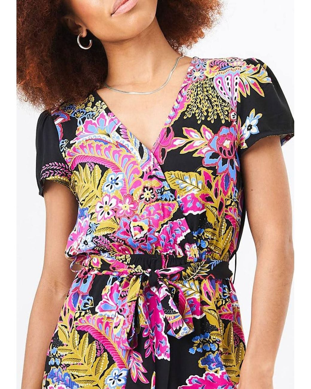 Gini London Red Multi Paisley Print Belted Wrap Playsuit