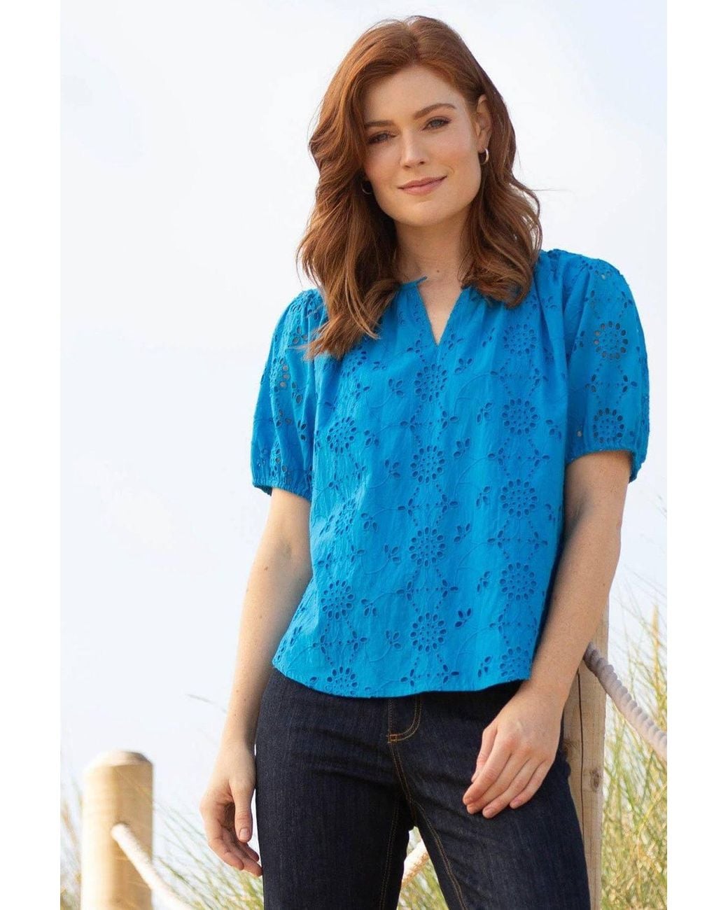 Kite Blue Tincleton Broderie Blouse
