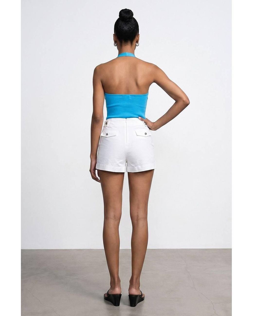 Dilvin Pink High-Waist Tailored Cotton Shorts