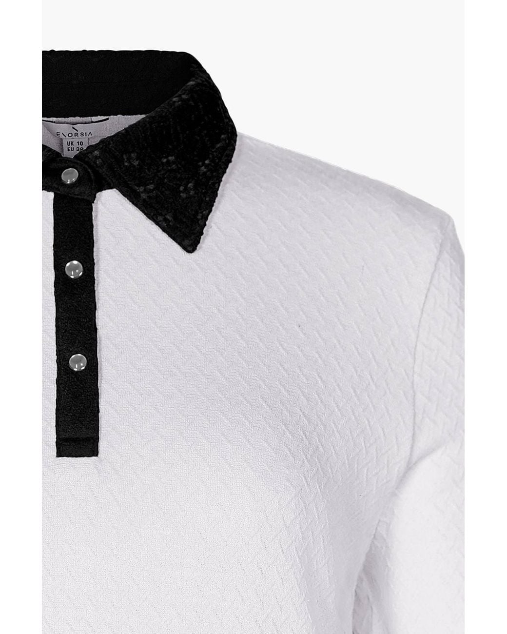 Enorsia White Laced Collar Jersey Tailored Shirt Tops
