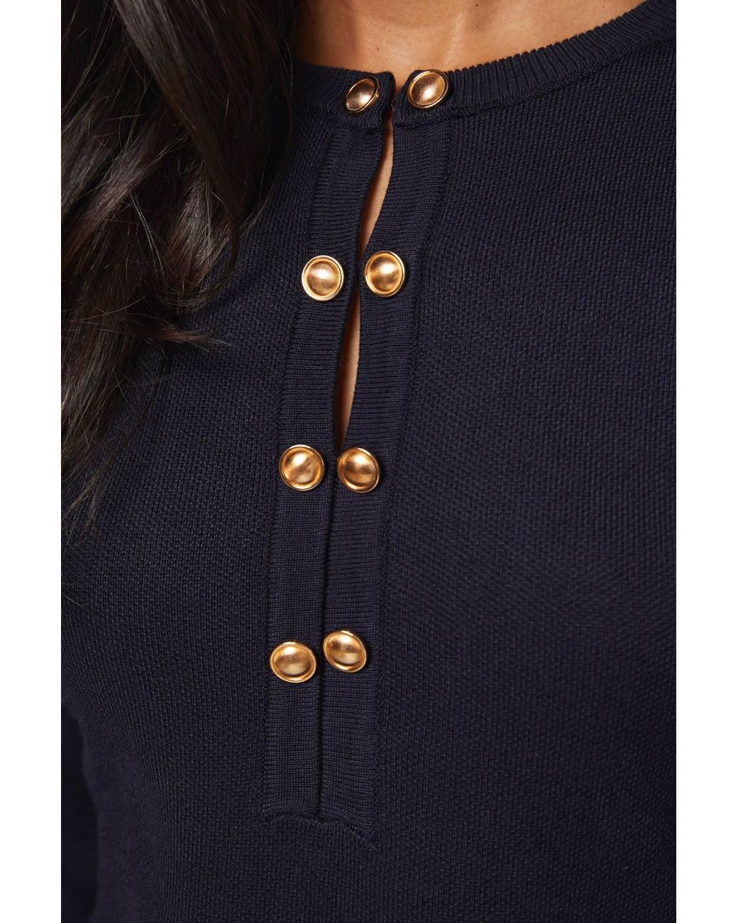 Wallis Blue Double Button Knitted Midi Dress