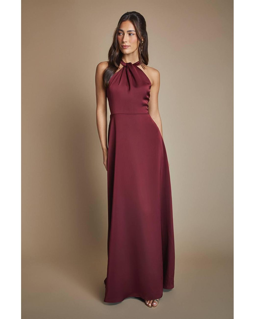 Coast Honoured Twist Halterneck Satin Maxi Bridesmaid Dress