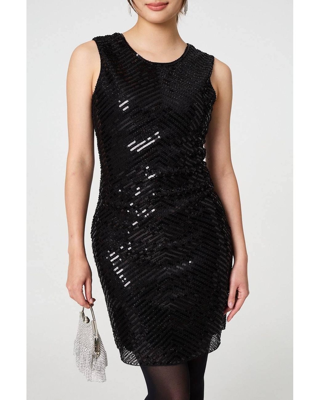 Izabel London Blue Sequin Detail Sleeveless Mini Shift Dress
