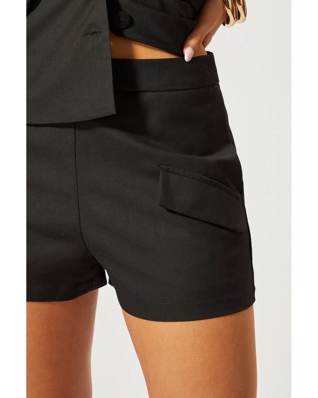 MissPap Black Pocket Front Micro Short Co Ord