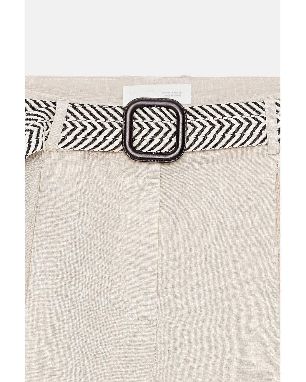 Dilvin Natural Linen High-Waist Tailored Shorts