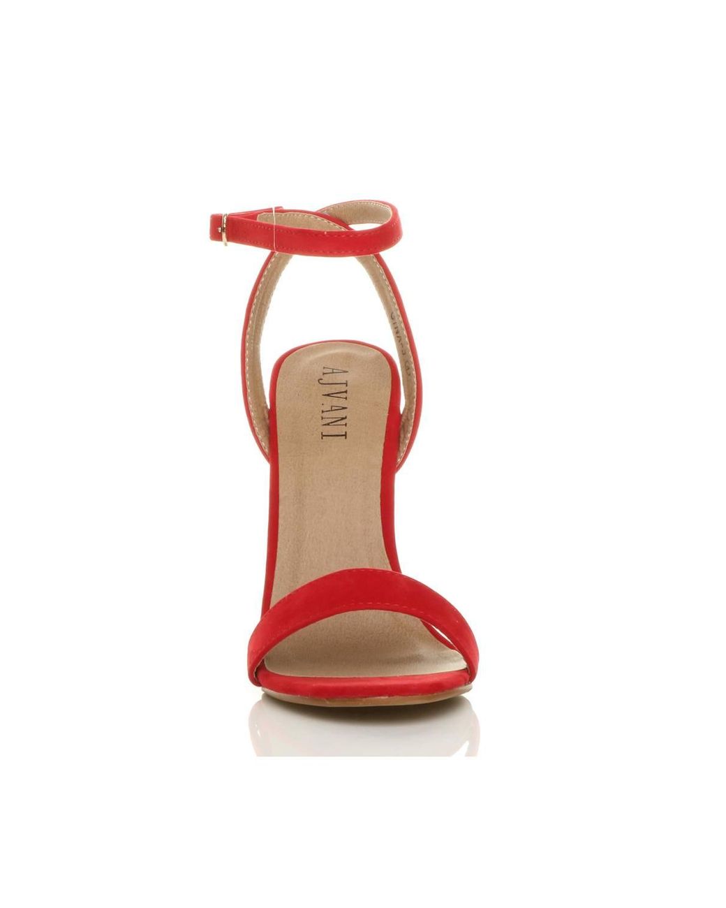 AJVANI Red High Heel Ankle Strap Barely There Sandals
