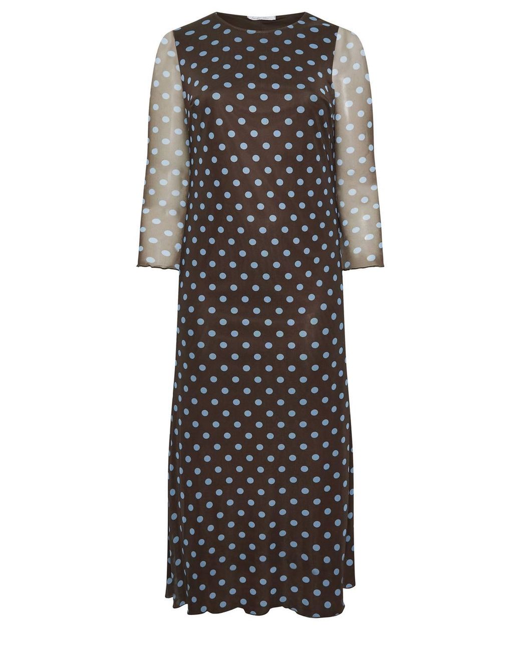Yours Brown Polka Dot Mesh Maxi Dress