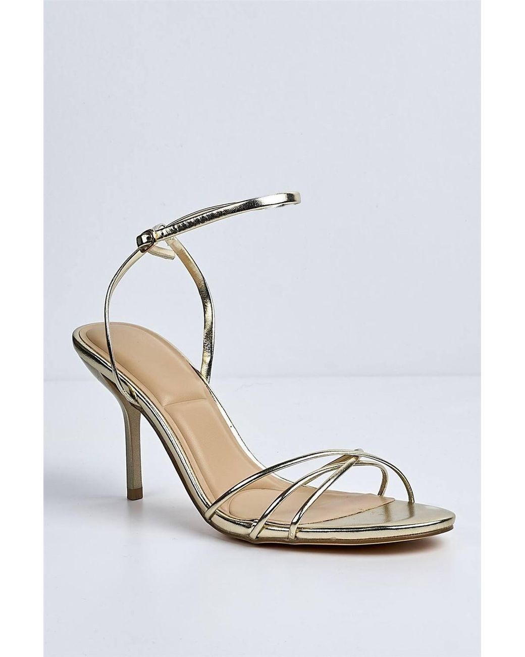 Miss Diva White Hadley Criss Cross Strappy Anklestrap Heeled Sandals