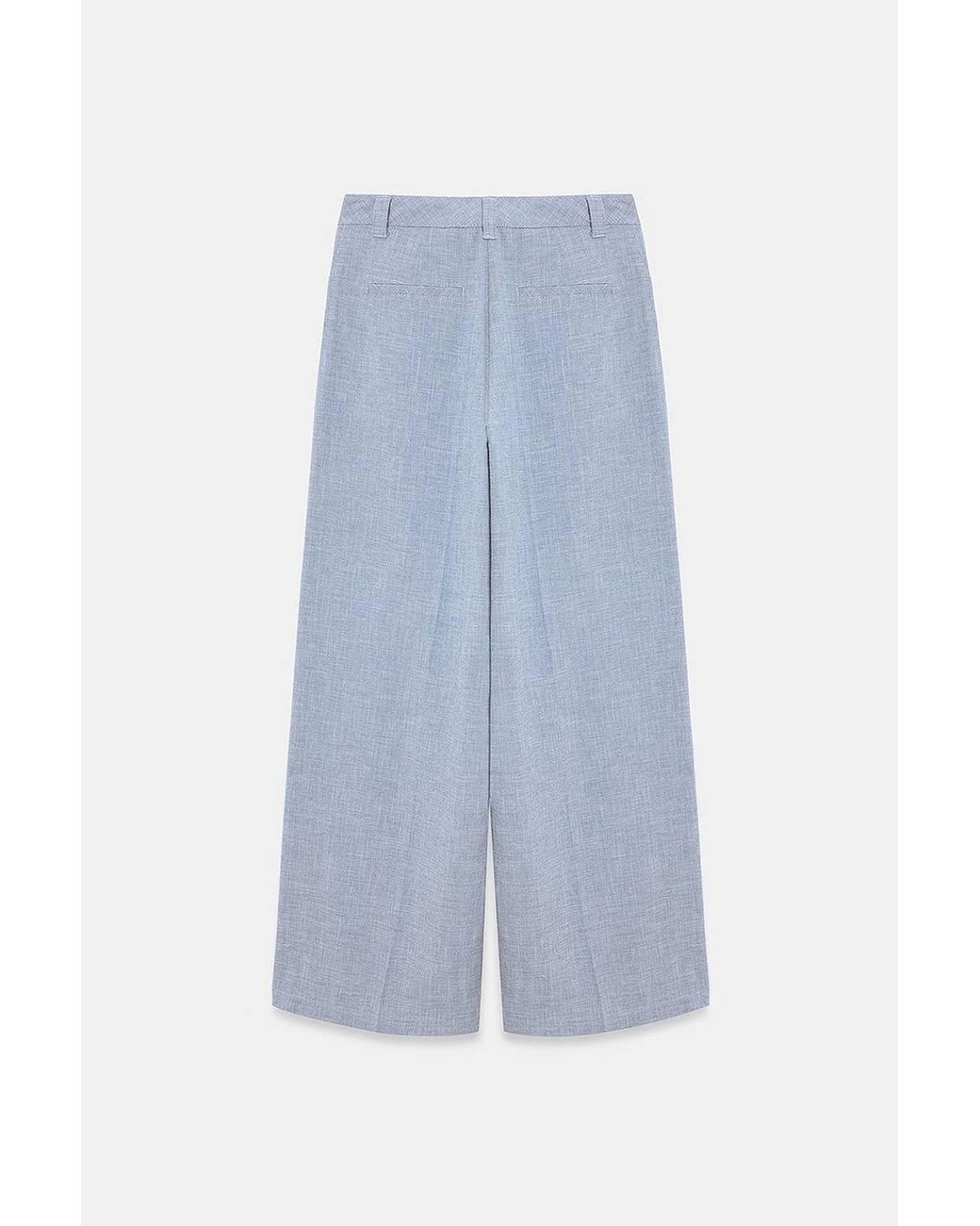 Dilvin White High-Waist Wide-Leg Pleated Trousers