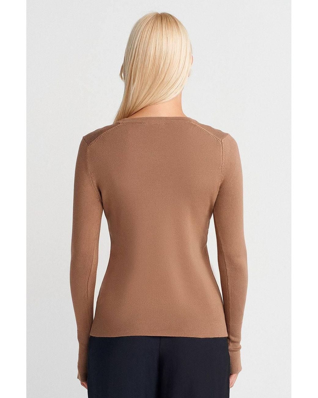 Dilvin Blue Ribbed Crew Neck Slim Fit Sweater