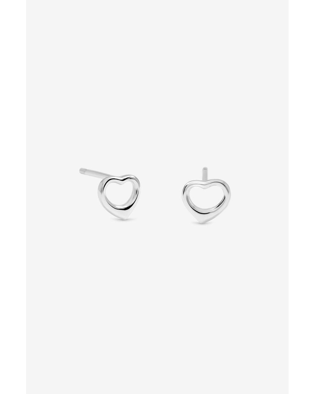 Simply Silver Black Sterling Plated Open Heart Stud Earrings