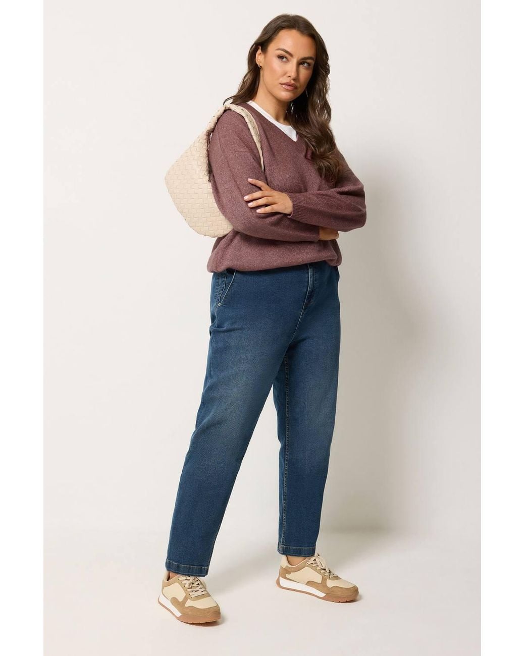 Yours Brown V-Neck Soft Touch Jumper