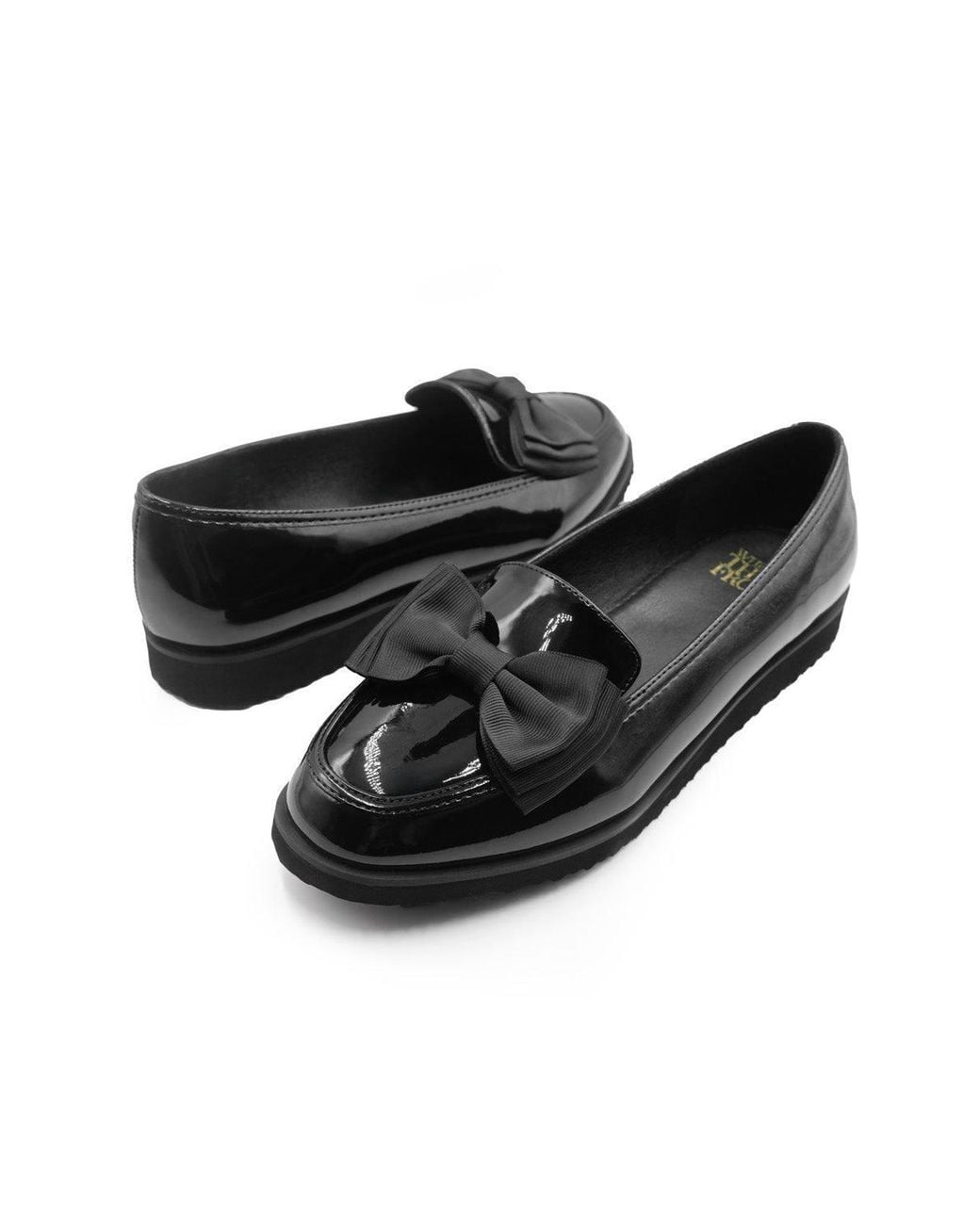Where's That From Black 'Alpha' Wide Fit Slip On Loafer Slider W/ Bow Detail