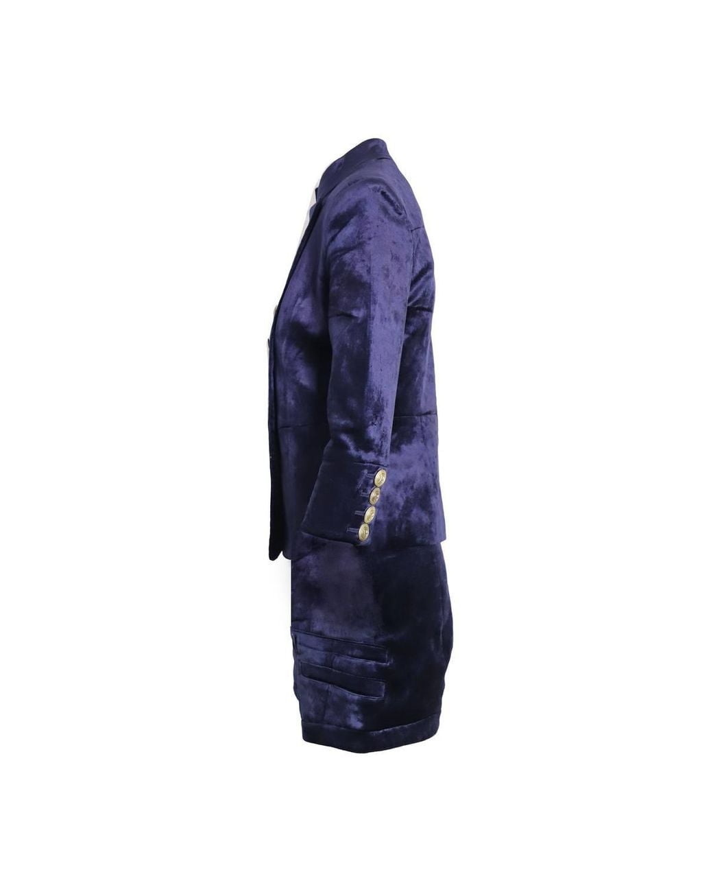 Balmain Blue Preloved Military Blazer & Shorts Set Velvet