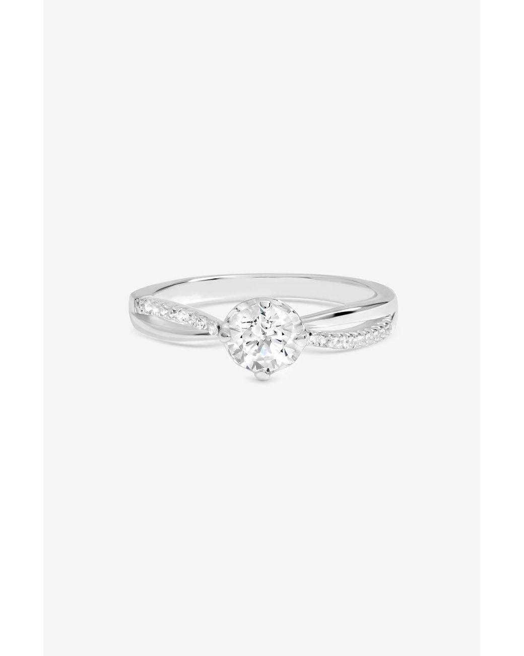 Simply Silver Metallic Sterling Plated Solitaire Engagement Ring