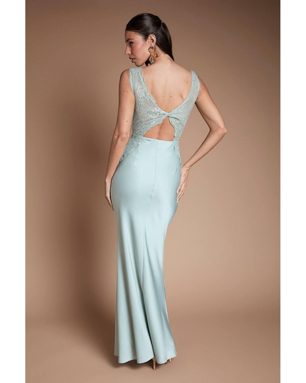 Coast Blue Lace Twist Back Bridesmaid Maxi Dress