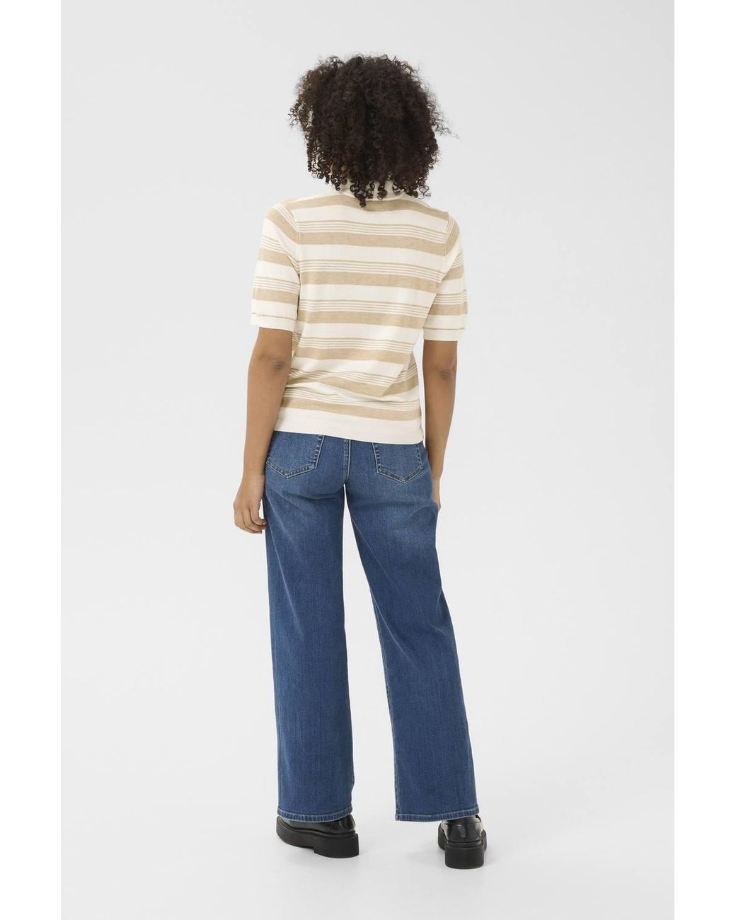 Kaffe White Kalizza Polo Pullover Short Sleeves