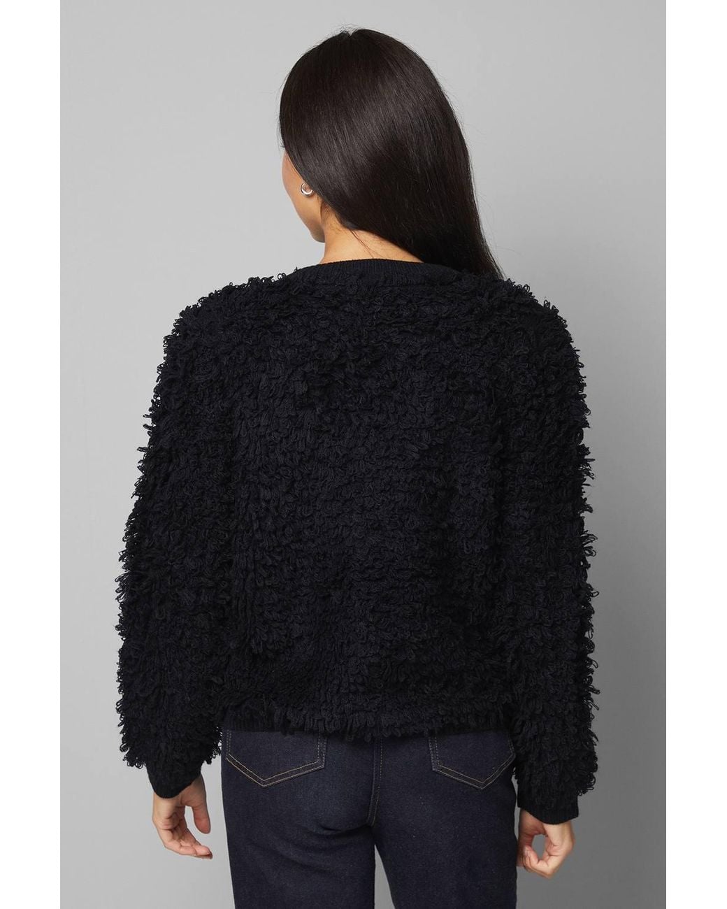 Wallis Black Loop Detail Knitted Cardigan
