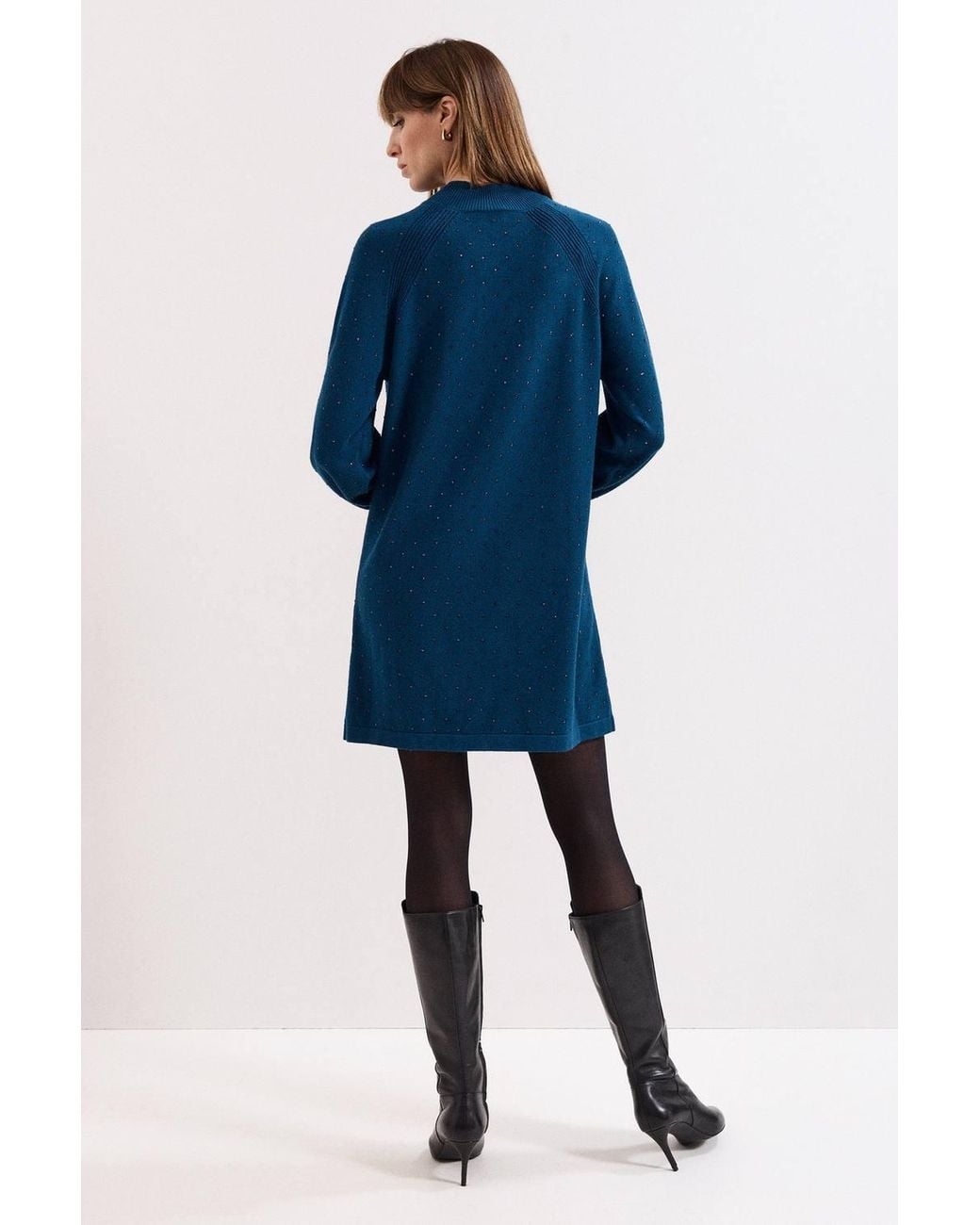 Phase Eight Blue Tala Hot Fix Long Sleeve Mini Dress