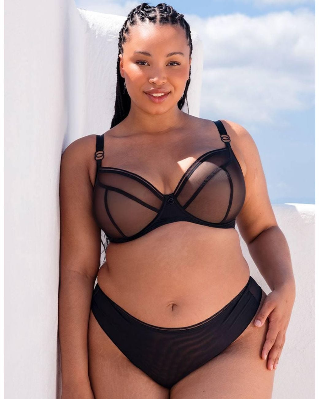 Curvy Kate Black Lifestyle Plunge Bra Wired Mesh Lingerie