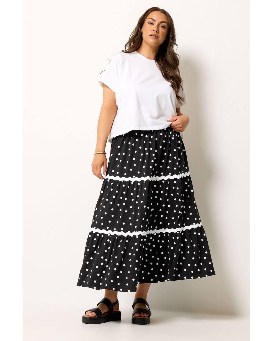 Yours Black Polka Dot Maxi Skirt