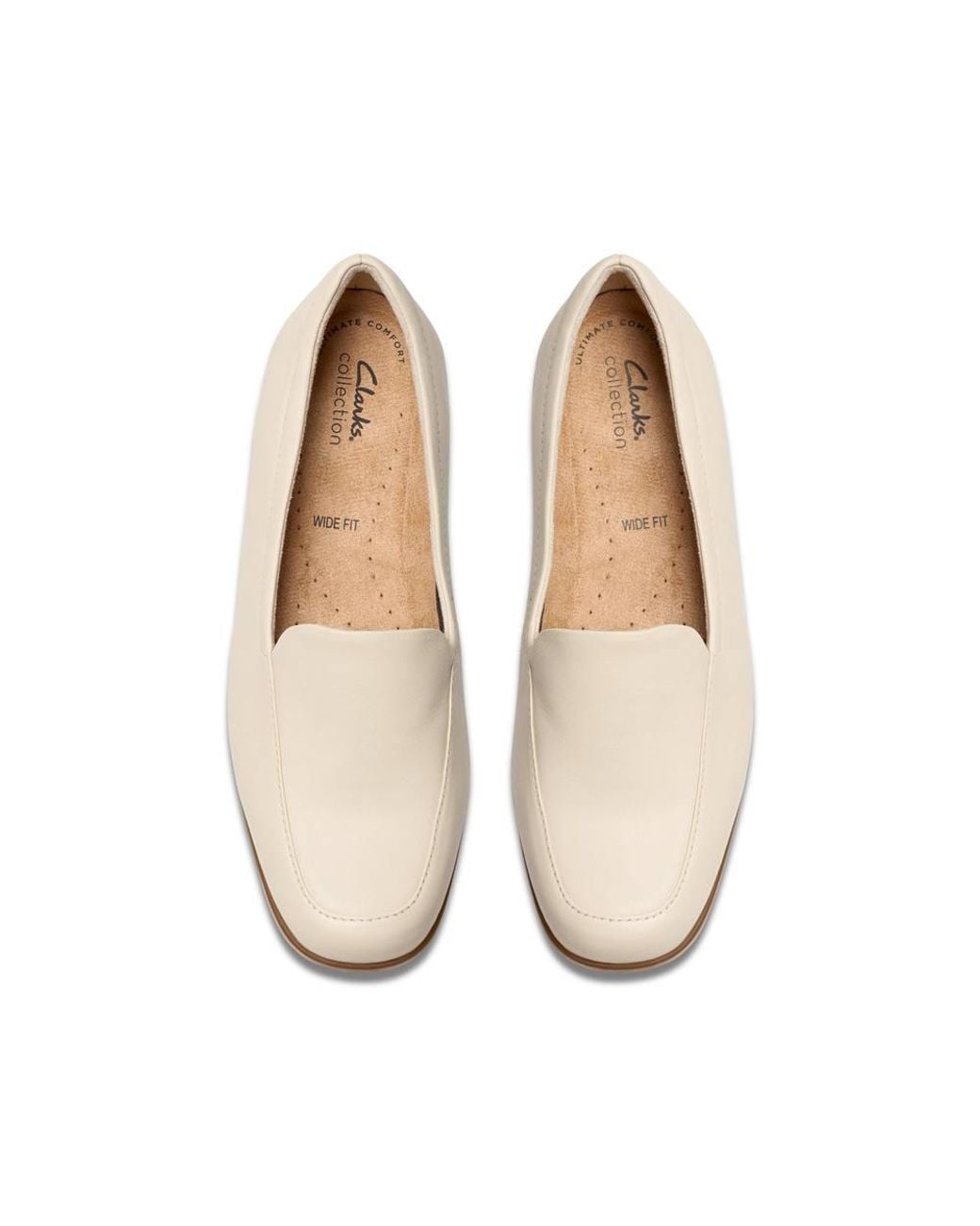 Clarks White Georgia Cream Leather Slip Ons
