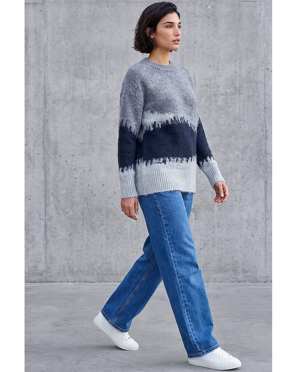 Roman Gray Petite Abstract Knit Jumper