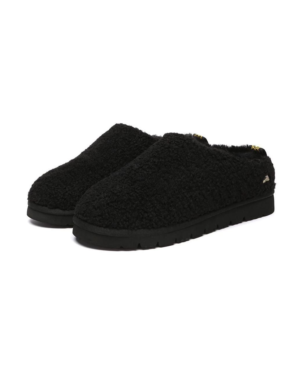 EverAu Australia Black Sheepskin Snipe Plush Ankle Slippers W/ Eva Sole