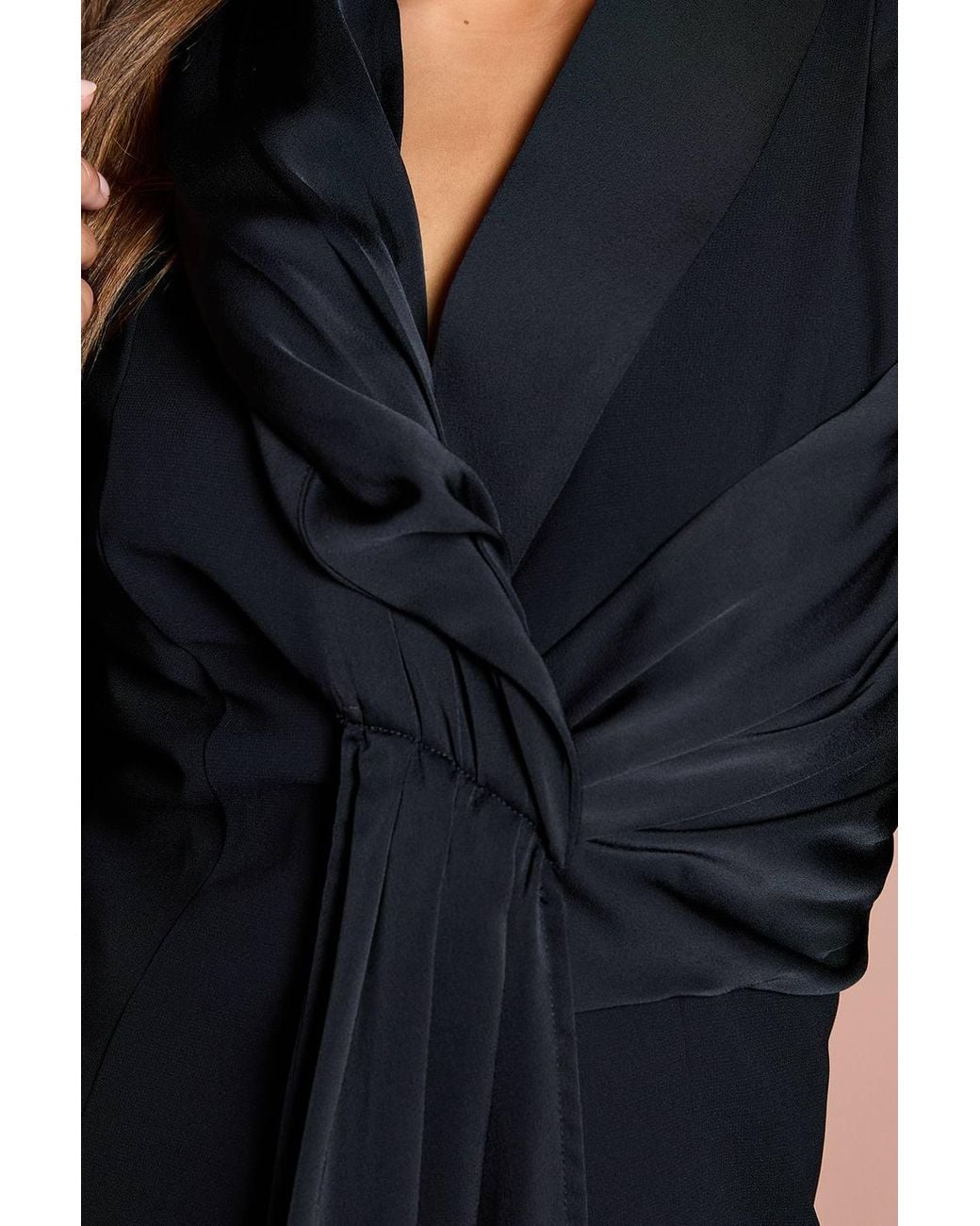 Coast Blue Satin Detail Drape Front Blazer