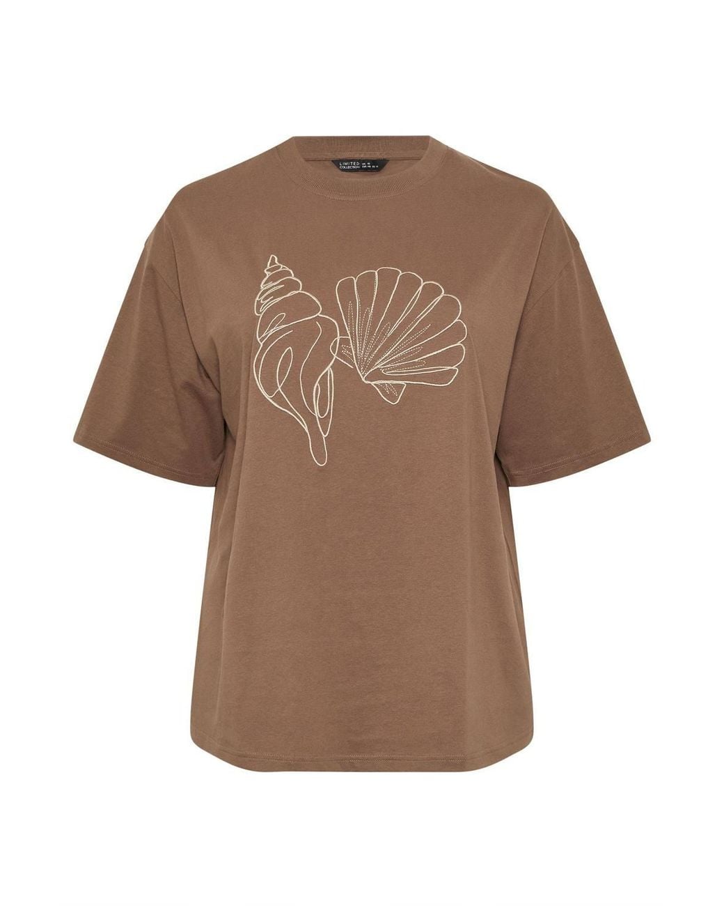 Yours Brown Embroidered Shell Longline T-Shirt
