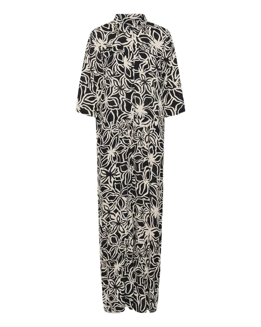 Kaffe White Kasanne Plain Weave Printed Jumpsuit