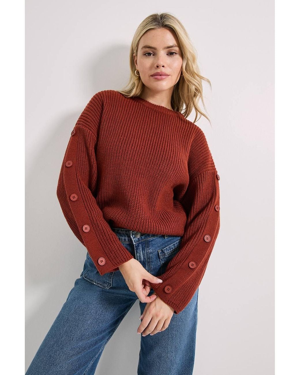 Dorothy Perkins Red Button Overarm Sweater