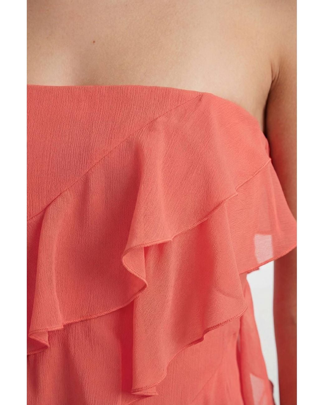 Warehouse Bandeau Layered Ruffle Maxi Dress