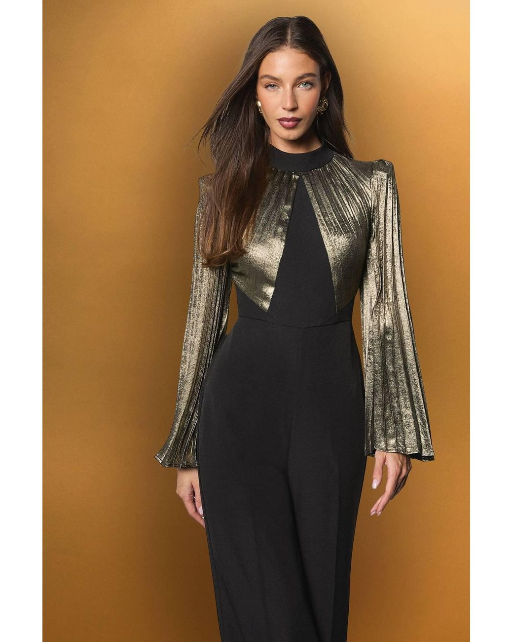Coast Blue Metallic Kimono Sleeve Wide Leg Jumpsuit