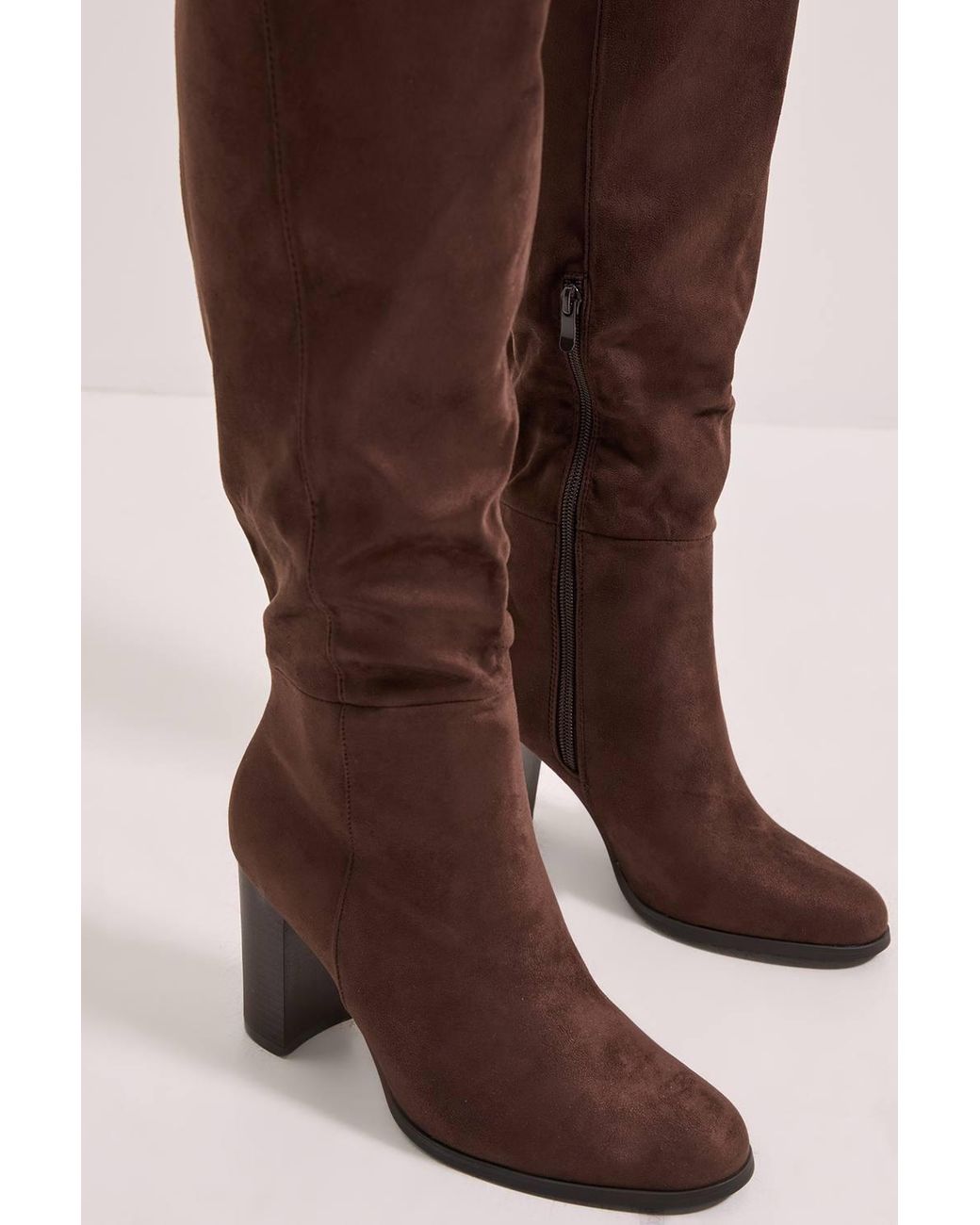 Dorothy Perkins Brown Kit High Block Heel Knee High Boots