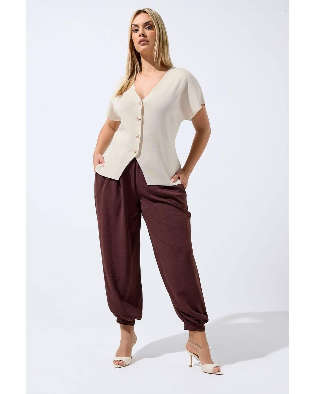 Yours White Short Sleeve Knitted Top
