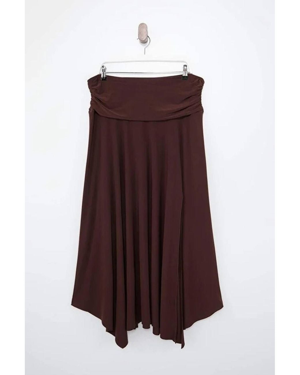 WOVCOR Brown High Waist Split Detail Maxi Skirt W/ Fluid Fit