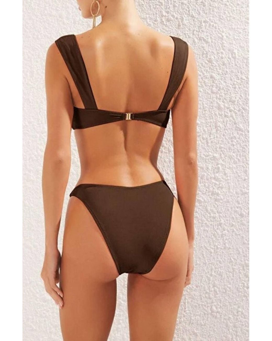 WOVCOR Brown Underwired Bikini Set W/ Ring Detail & Wide Straps