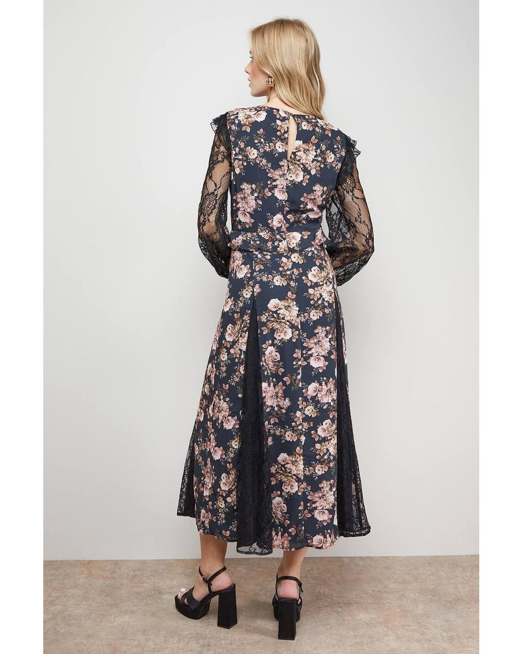 Oasis Multicolor Lace Mix Midi Dress