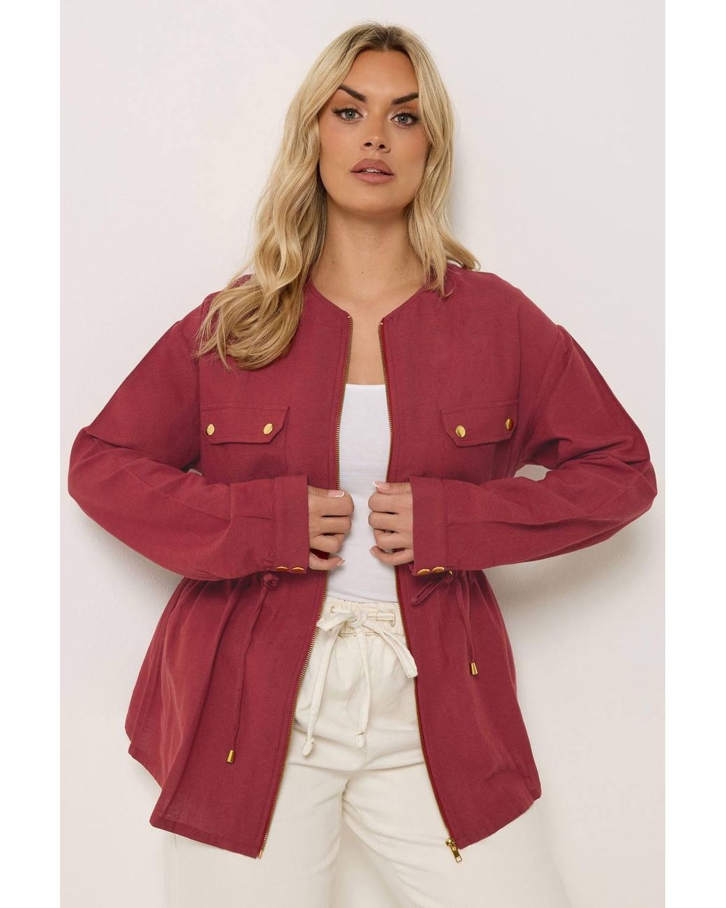 Yours Red Linen Shacket Jacket