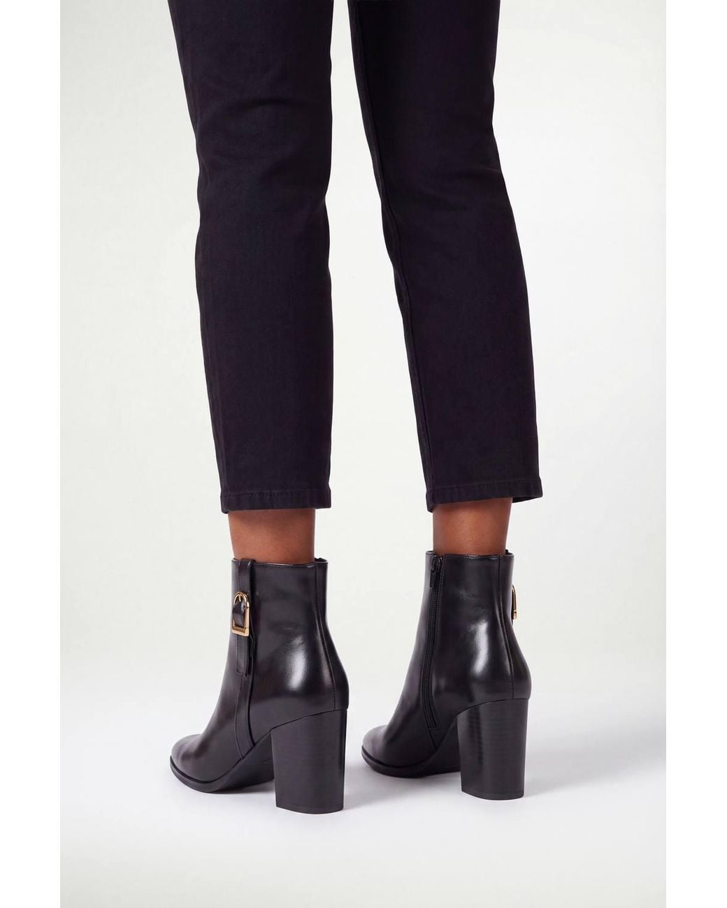 Wallis Black Sophie Faux Leather Buckle Detail Ankle Boots