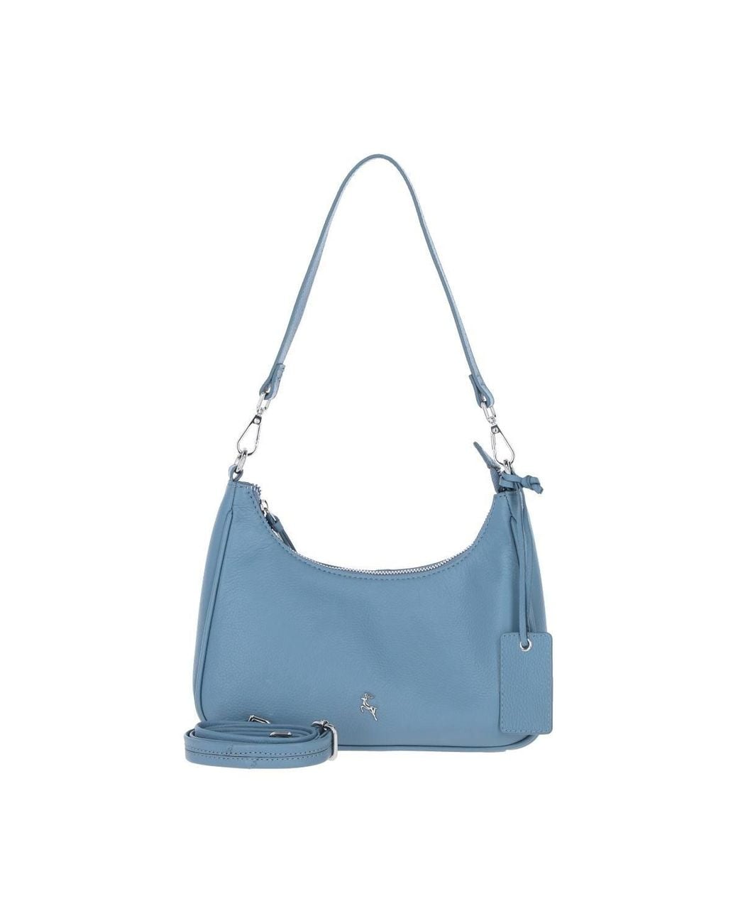 Ashwood Leather Blue Real Leather Shoulder Bag W/ Detachable Crossbody Strap