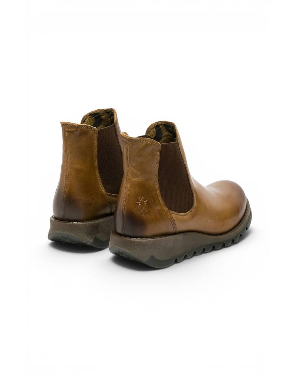 Infinity Leather Brown Fly London Salv Chelsea Leather Ankle Casual Wedge Heel Boots