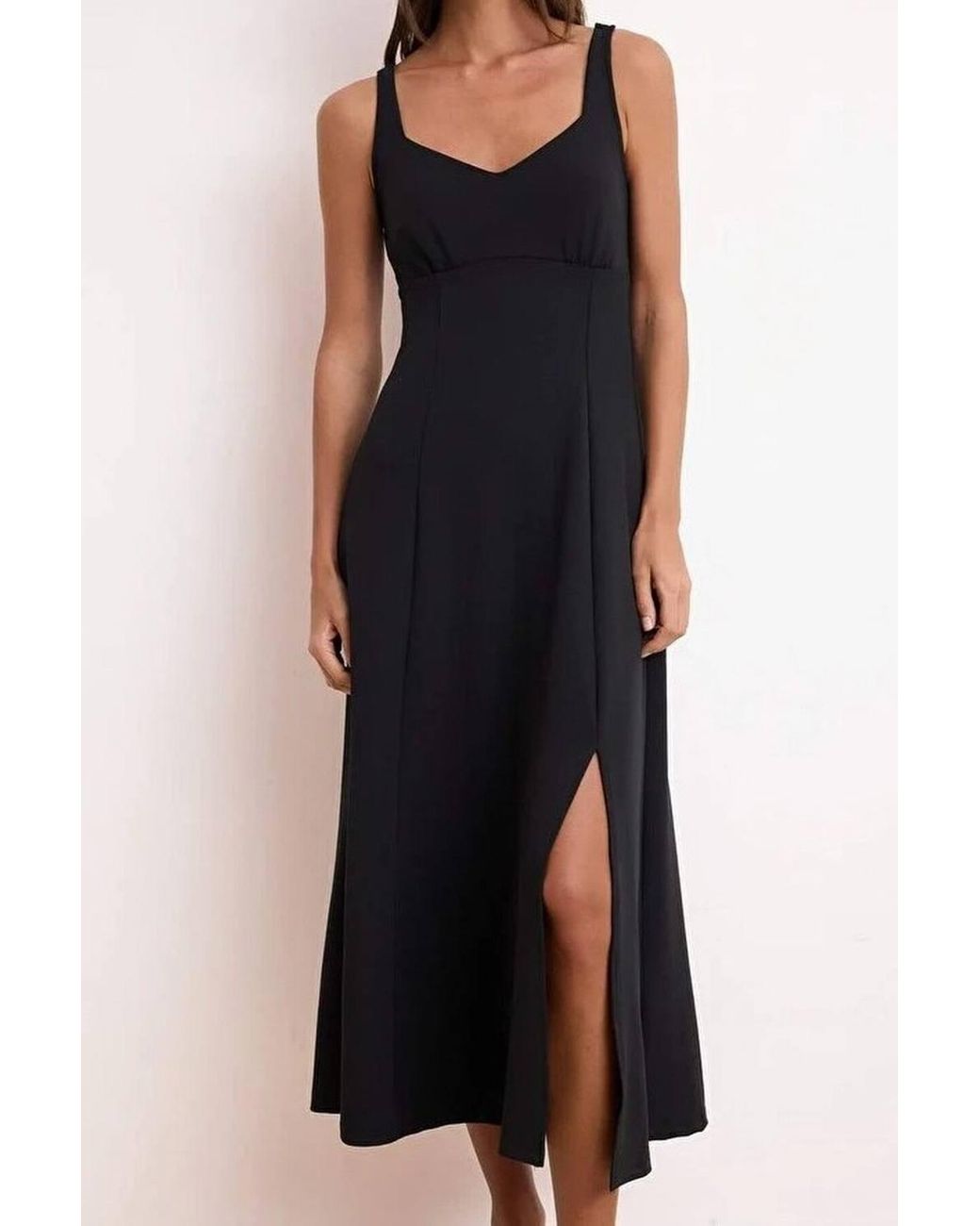 WOVCOR Black Sweetheart Strappy Flared Maxi Dress W/ Side Slit