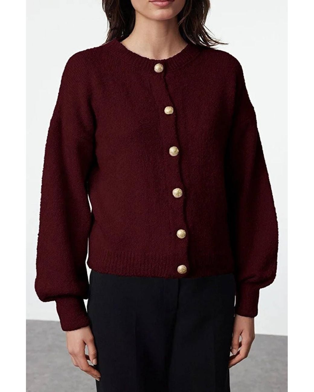 WOVCOR Textured Knit Button-Front Cardigan