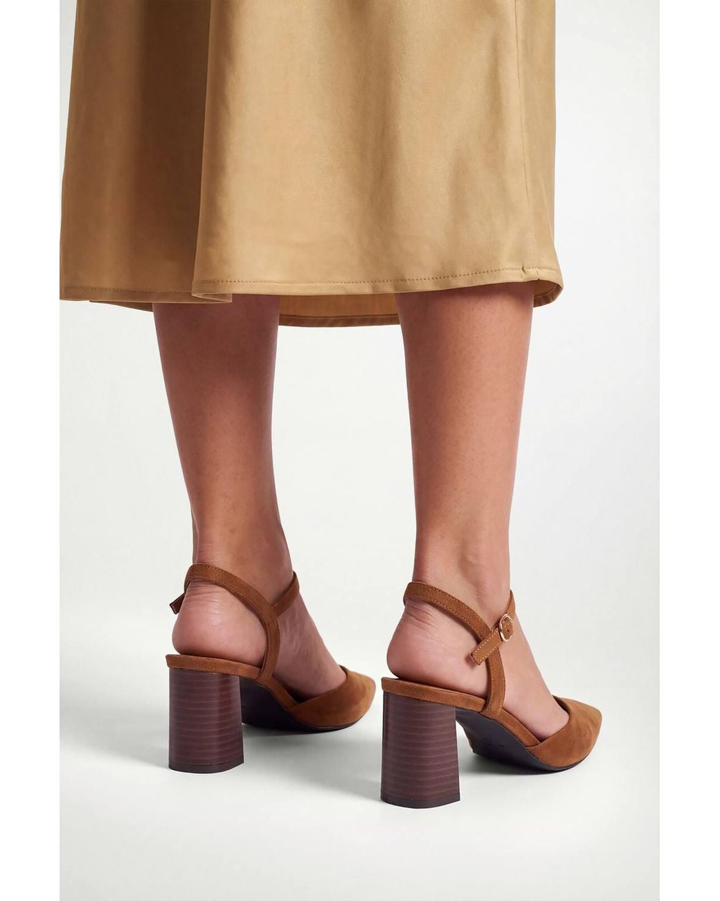 Wallis Natural Maya Faux Suede Ankle Strap Block Heel Court Shoes