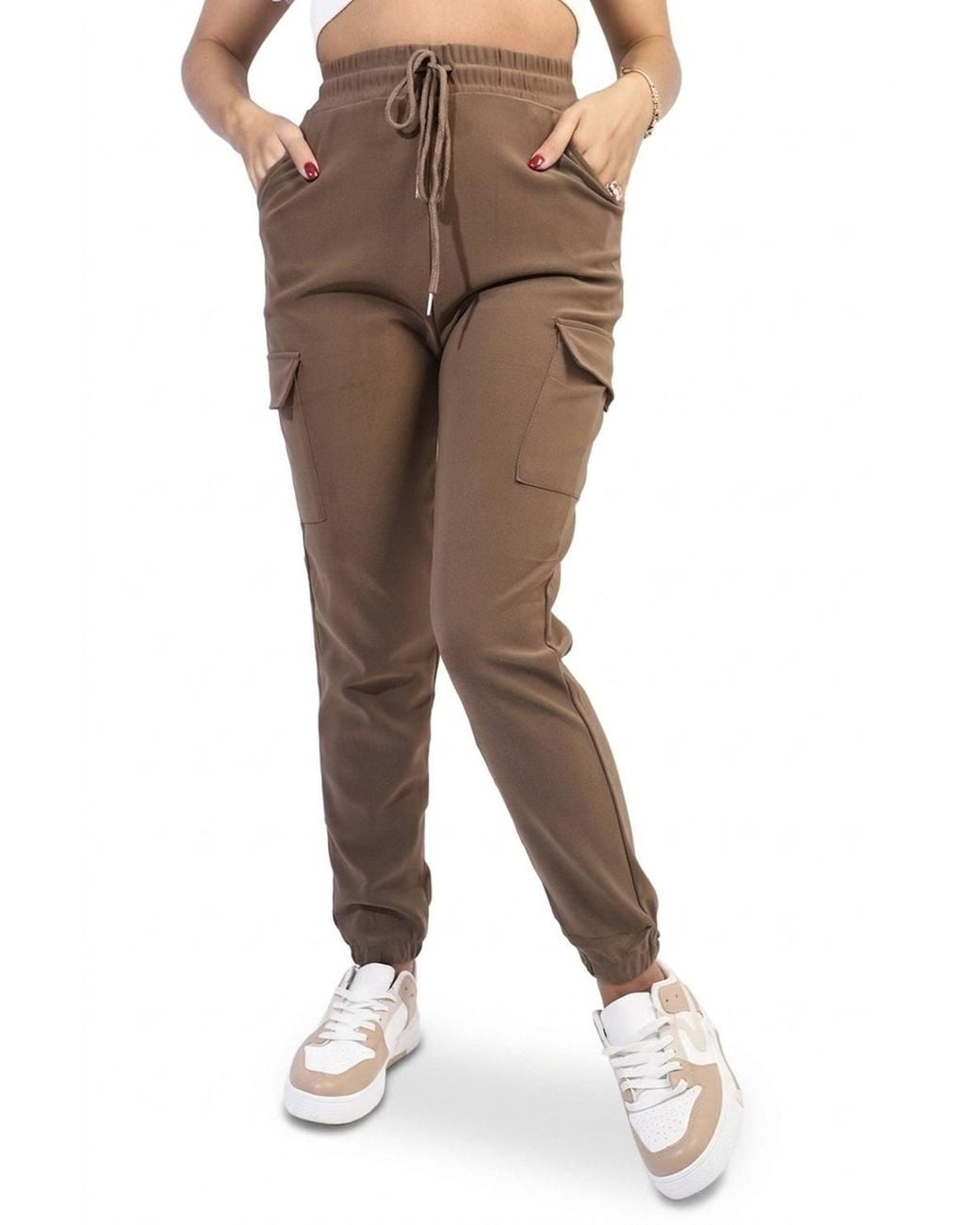 IKRUSH Brown Frankie Cargo Pocket Trouser W/ Drawstring