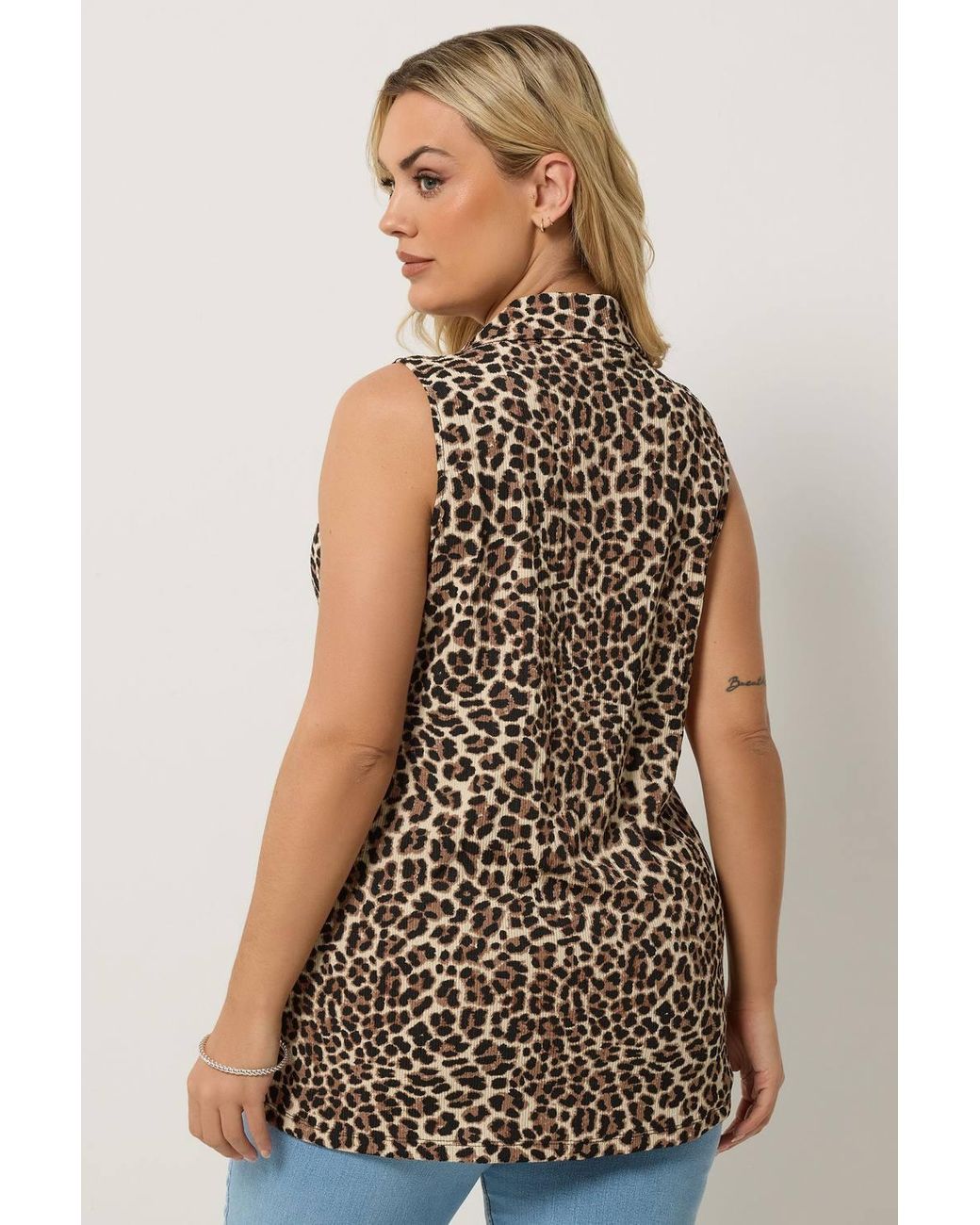 Yours Brown Leopard Print Collared Top