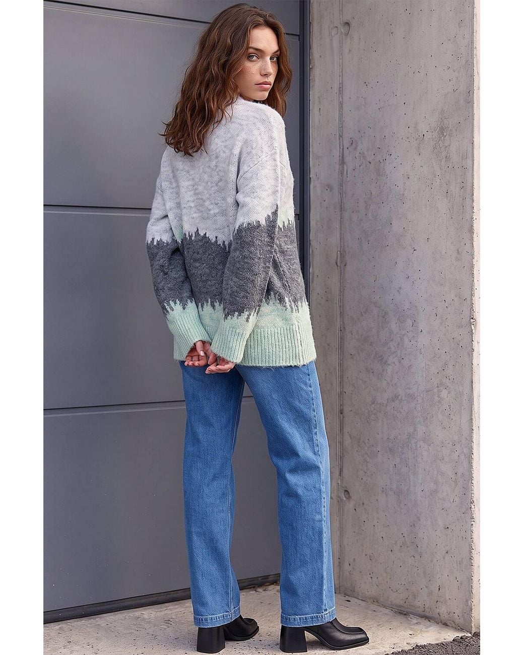 Roman Gray Petite Abstract Knit Jumper